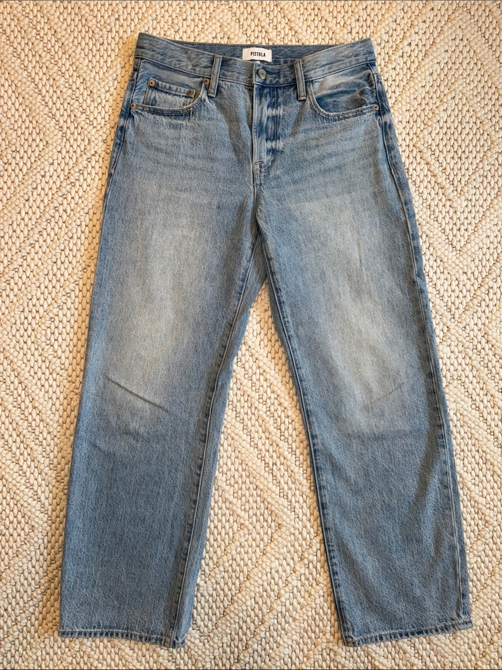 Pistola Lexi Mid Rise Bowed Straight Jean in Athens